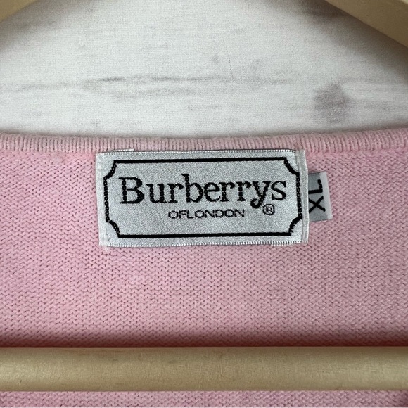 Vintage Burberrys of London Pink Cashmere Cardigan Sweater - Picture 3 of 4